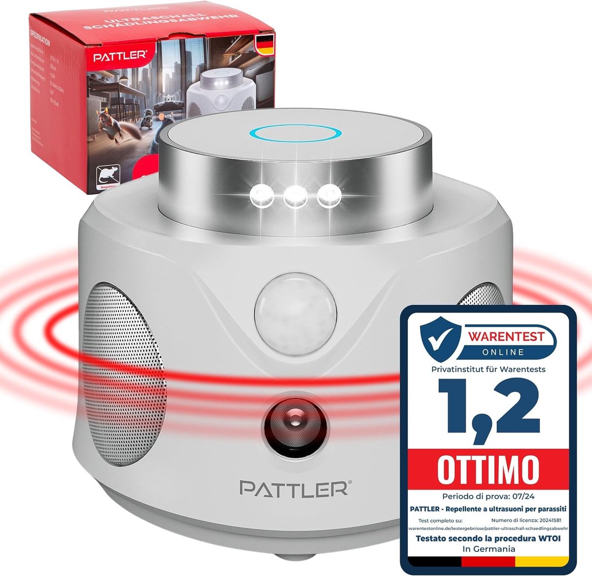 Muizenverjager - Wit - 360° Ultrasoon Geluid - Compact en Geschikt voor Binnengebruik
