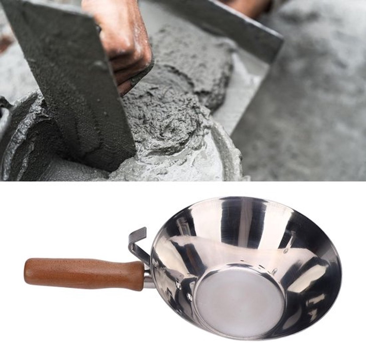 Gipskom met Houten Handvat - Roestvrij Staal - Stukadoorsbak - Efficiënte Overdracht - Duurzaam - Ideaal voor Bouw en Landbouw - Modderpan