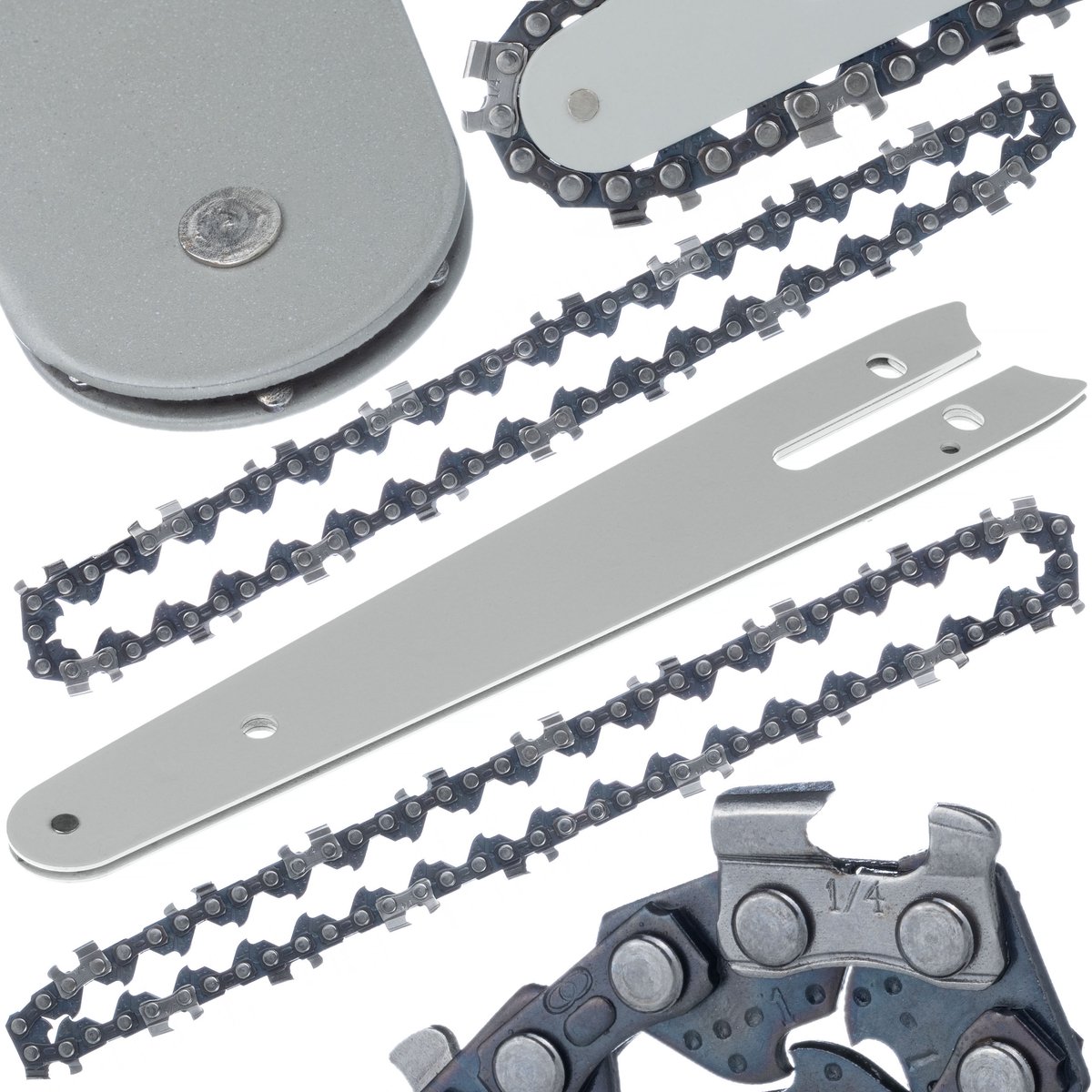Rosfix Geleider Set 6" met 2x Ketting - Hard Staal - Slijtvast Coating - 6" 1/4" Pas - Groef 1,3mm