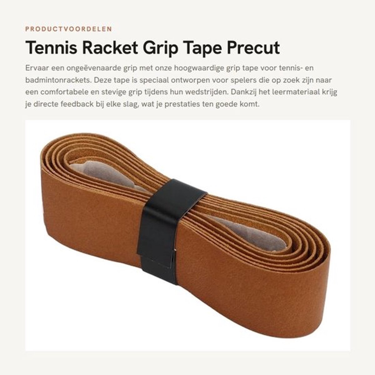 Overgrip Rundleer - Zweetabsorptie - Slijtvast - Duurzaam - Directe feedback - Geschikt voor Tennis/Badminton Racket - Grip