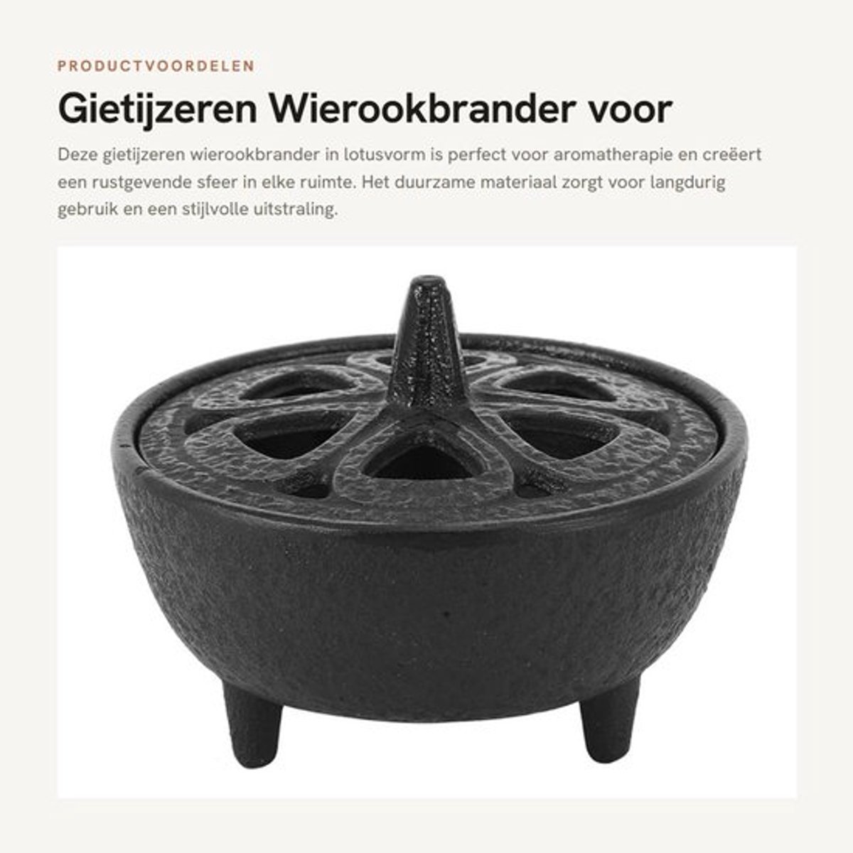 Wierookbrander Duurzaam Gietijzer - Wierookhouder - Aromatherapie - Meditatie - Spirituele Genezing - Veilig en Eenvoudig Gebruik