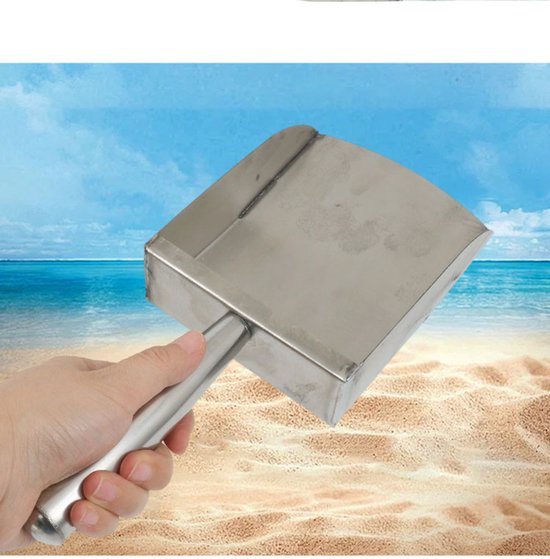 Strandschep - Zandschep - Roestvrijstalen zandzeef - Kan worden opgehangen - 28.5 ×12 ×14 cm - RVS - Geschikt voor het verzamelen van schelpen op het strand, het schoonmaken van de kust, enz - Zilver — afbeelding 5