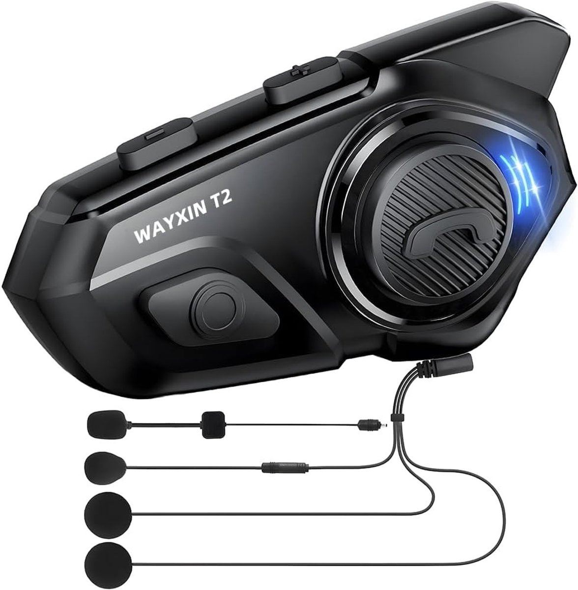 Motorhelm-headset - Zwart - T2 1 stuk - Bluetooth met 300 m bereik en waterdichte IP67-behuizing - Voor motorrijders