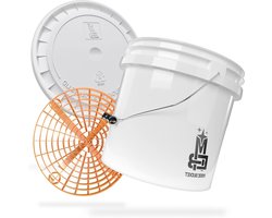 Wassen Emmer Set - Laundry Bucket Grit Guard - Auto Reinigen - Extra Stabiele Wanddikte - 13 Liter - Wit Oranje