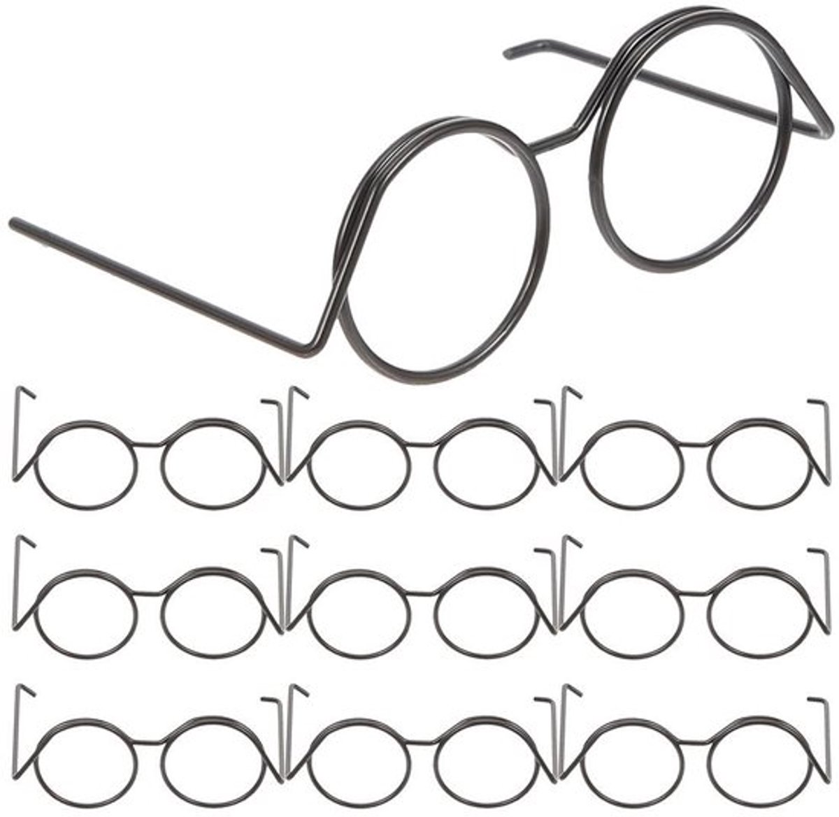 Poppenbril 10 Stuks - Decoratieve Monturen - Mini-Bril voor Poppen - Zonnebril - Metalen Bril - Afmetingen 5,70 x 4,80 x 2,20 cm - Poppenaccessoire