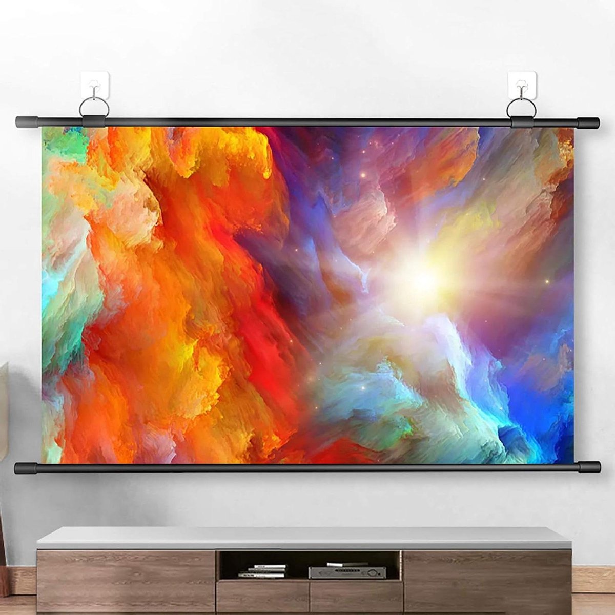 Projectiescherm - Filmscherm Beamer - Thuisbioscoop Presentaties - Oprolbaar Lichtgewicht - 60-100 inch - Wit