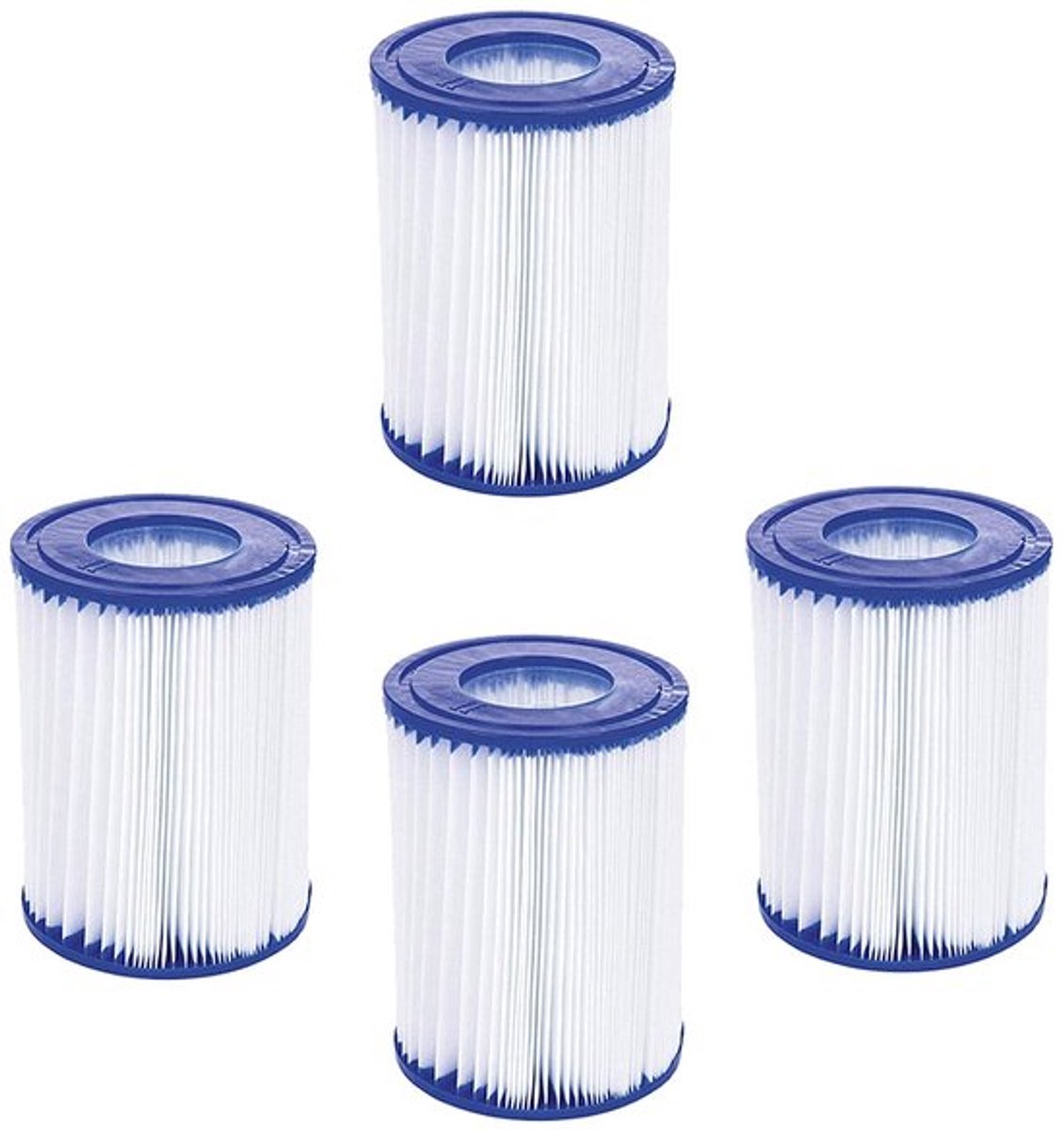Zwembadfilter 4 Pack - Vervangende Cartridge - Compatibel met Bestway Cartridge II - Geschikt voor Filterpomp - ABS Polyester Papier - 10,6 cm x 13,6 cm - Filtercartridge