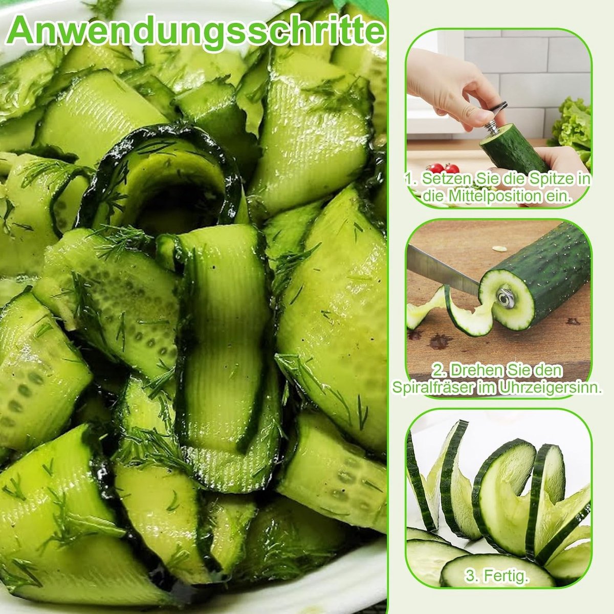 Spiraalsnijder - Roestvrij staal - 15 cm - Voor groenten en aardappelen - Voor creatief koken