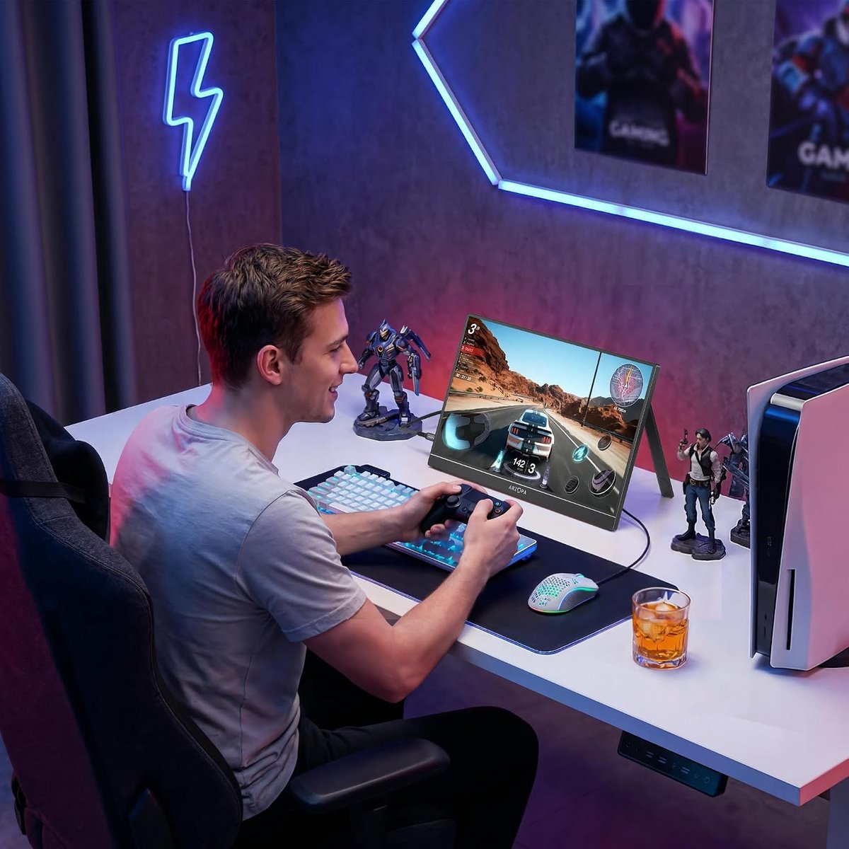 Portable Monitor 16.1 inch Gaming Monitor 144Hz FHD Scherm met HDR IPS Display USB-C en HDMI voor Laptop PC PS5 en Xbox thumbnail 5