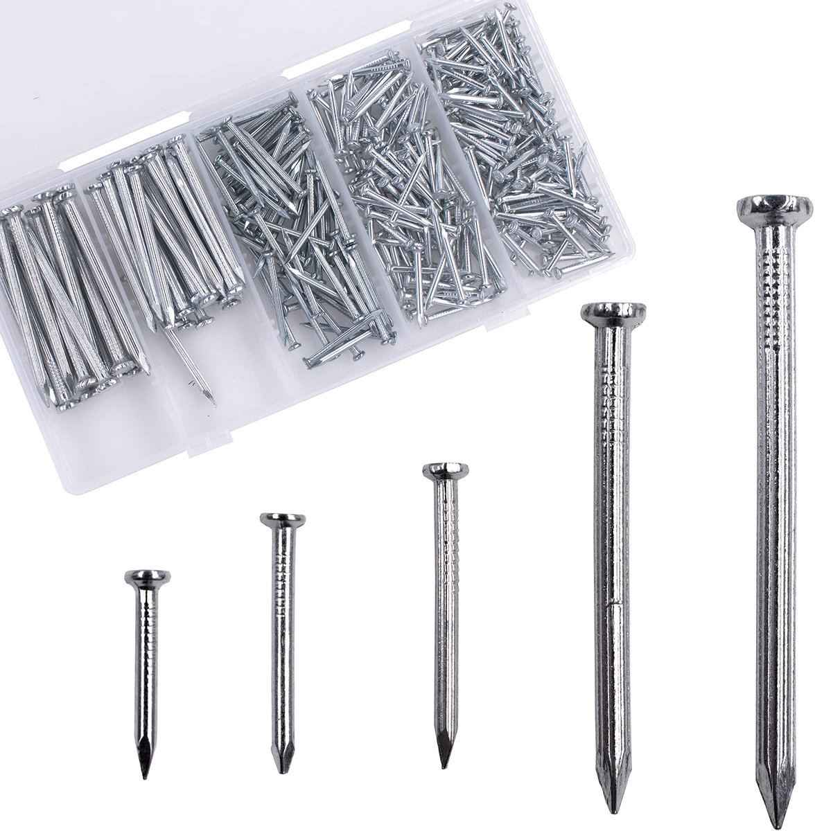 Omgoods - Set van 300 Gegalvaniseerde Staal Nagels voor Houtbewerking