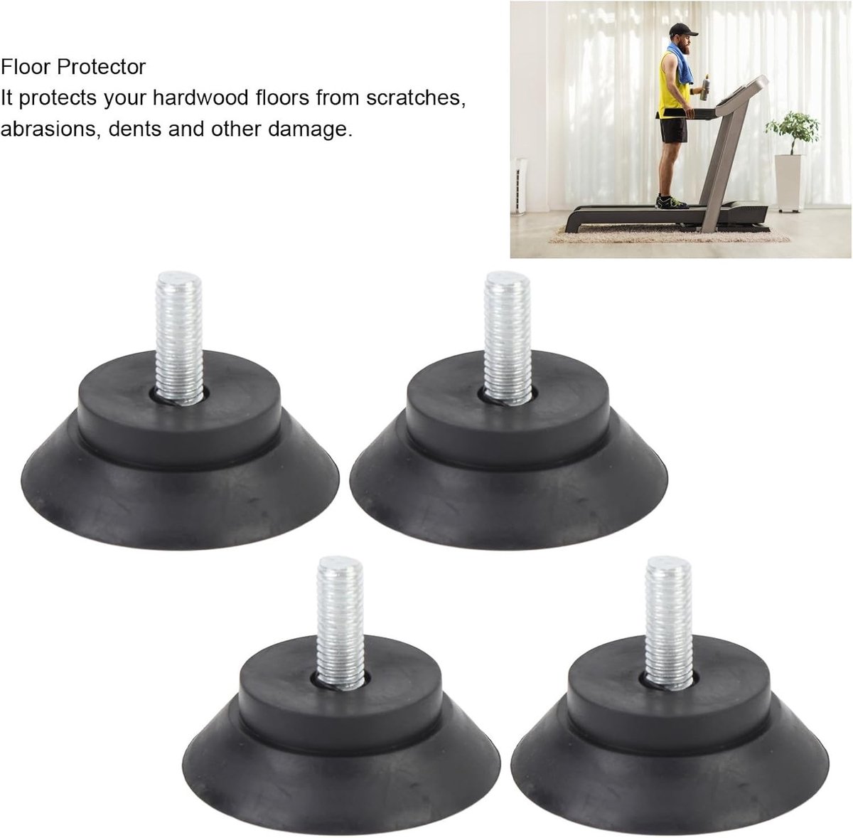 4 Stuks Rubber Voeten met Schroef - Antislip Zuignappen voor Meubels en Fitnessapparatuur, Sterke Zelfklevende Zuignappen voor Stabiliteit en Bescherming