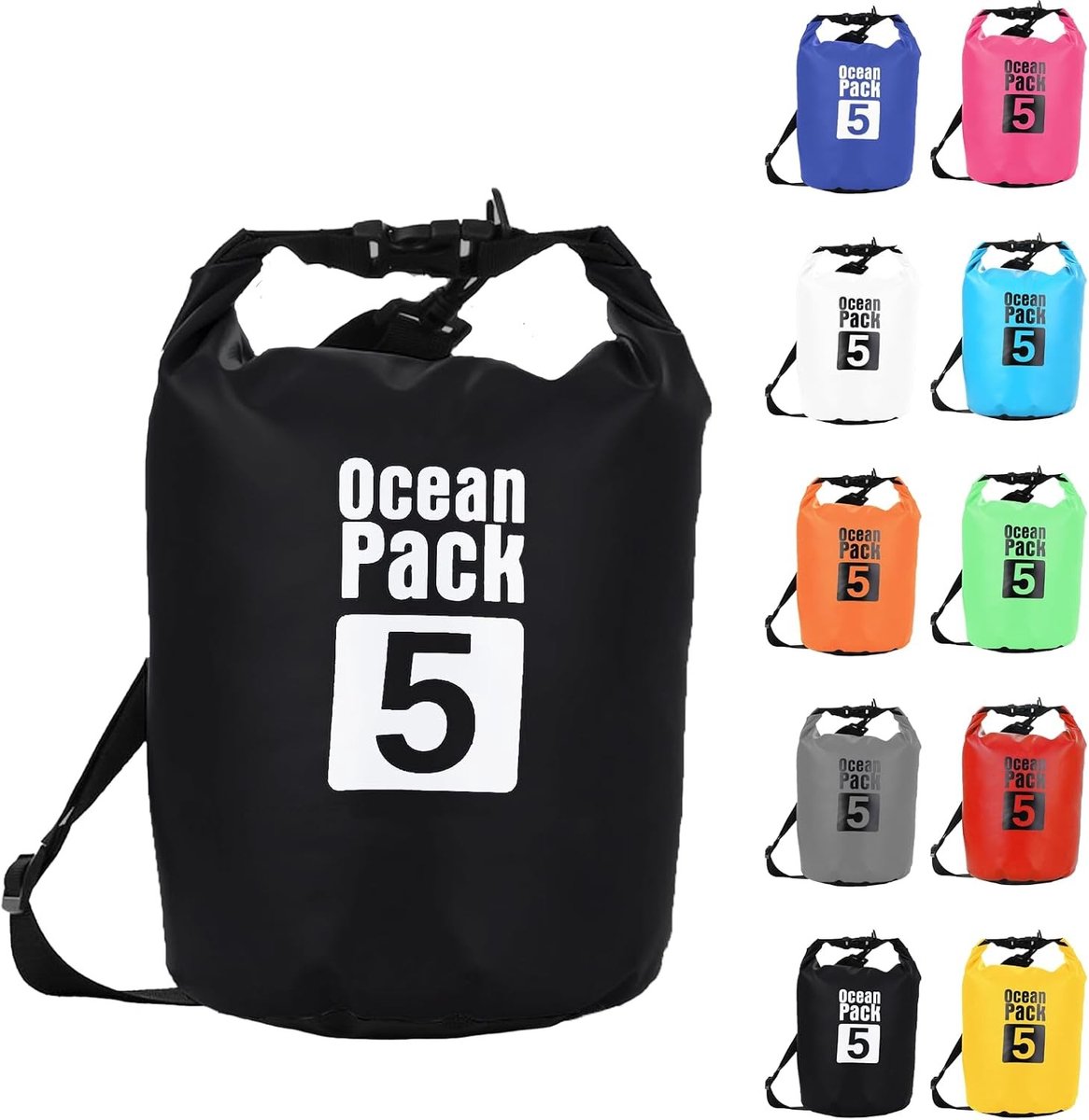 Waterdichte tas voor sup - Zwart - 5L - Waterdichte dry bag met verstelbare schouderriem - Voor outdoor en watersport