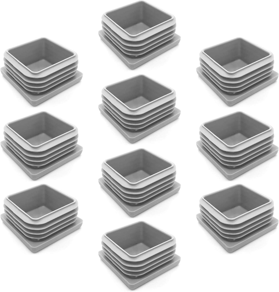 Lamellenstoppen Grijs - Buisdoppen Vierkant - Meubels Beschermen - Hoge Kwaliteit Kunststof - 40 x 40 mm - Grijs