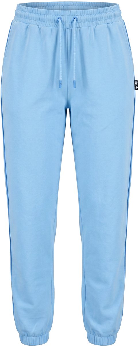 Ulla Popken - Dames - Joggingbroek paspel opzij elastische tailleband - Bleekblauw - Maat 62+