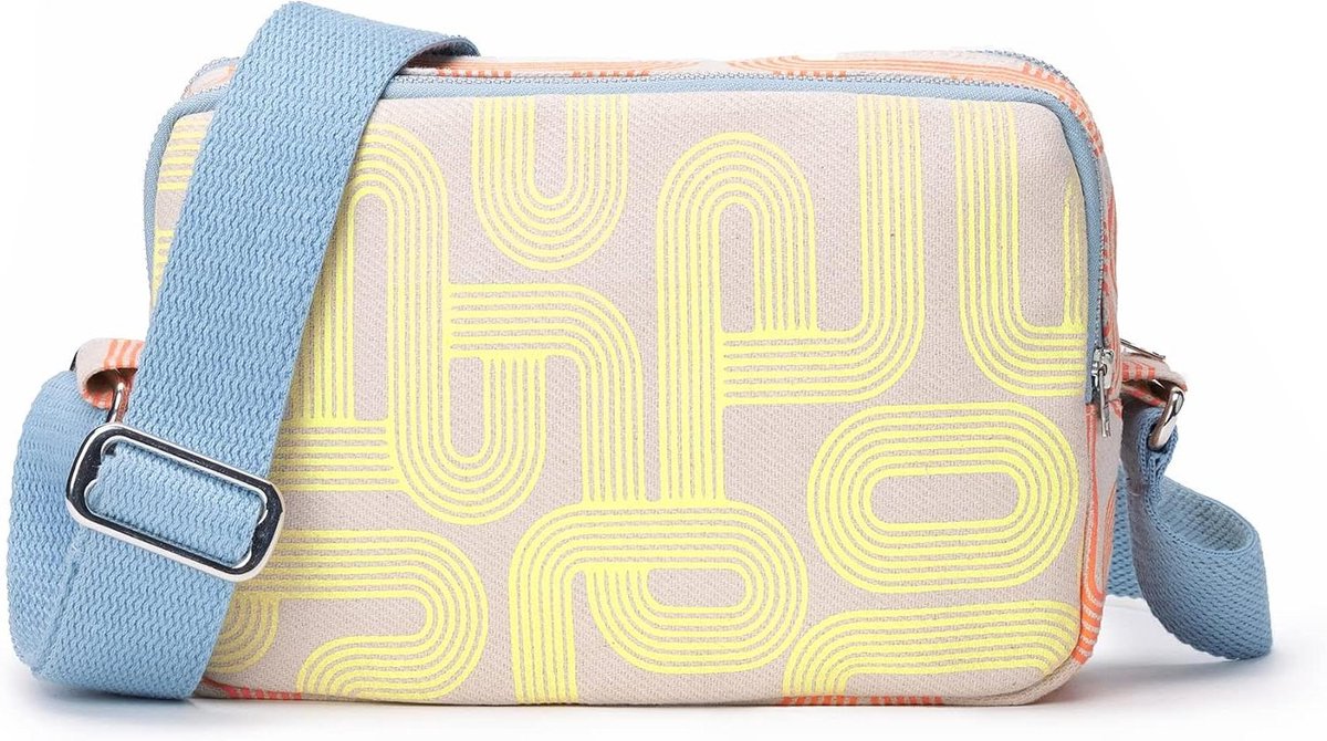 Crossbody Tas Dames - Schoudertas Canvas - Dagelijks Gebruik - Waterdicht Biologisch Katoen - 28 x 25 cm - Naturel