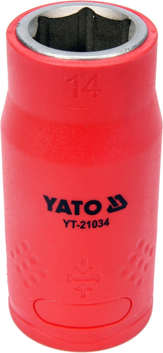 YATO VDE Geïsoleerde Zeskant Dop 14 mm - 1/2 Inch Aansluiting - 1000V Geïsoleerde Dop - Lengte 55 mm - Chroom-Vanadium Staal - Elektriciens Gereedschap (YT-21034)