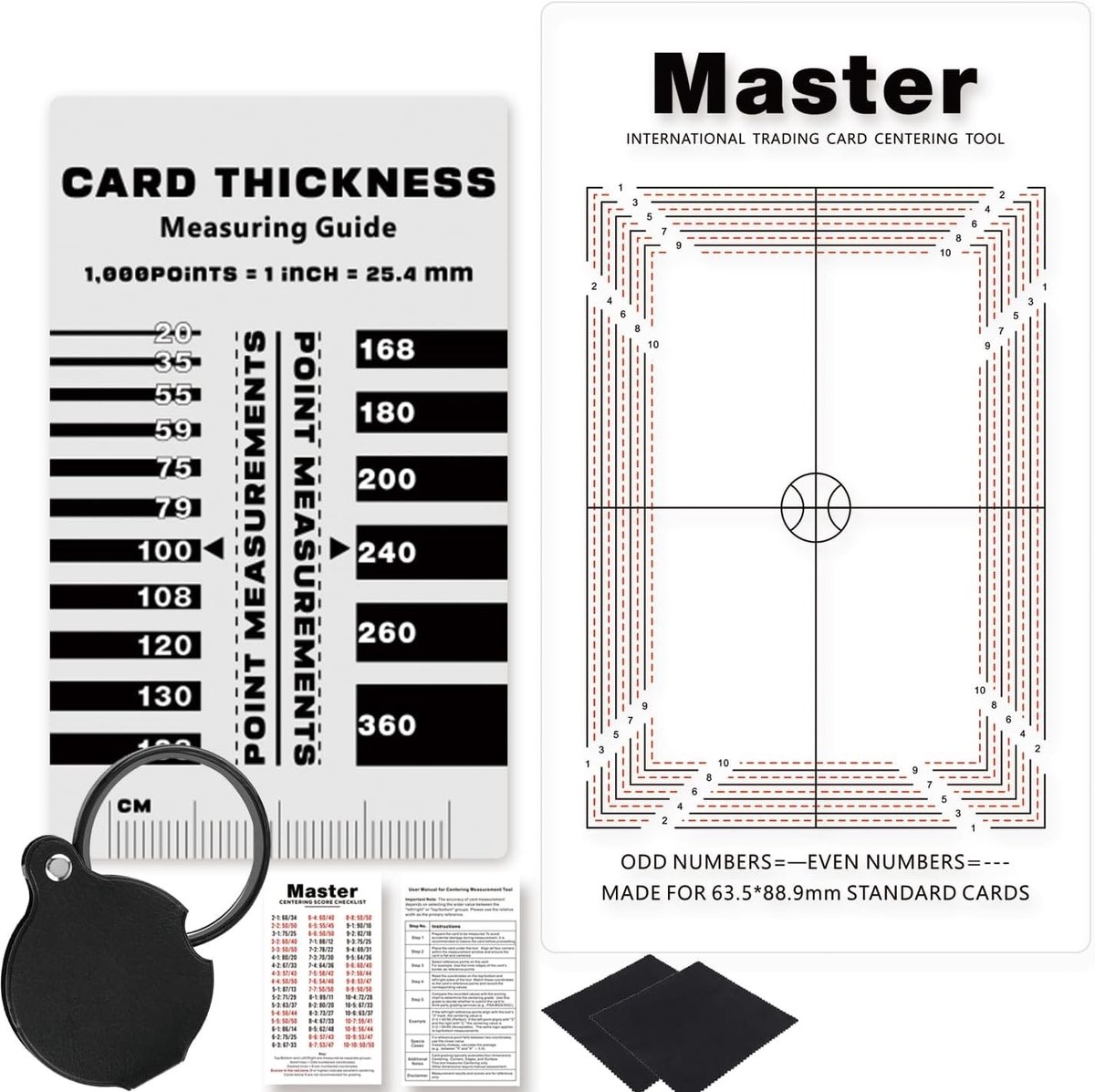 Professionele Grading Tool voor Sportkaarten met 2 Meetinstrumenten en 30x Vergroting voor Nauwkeurige Centring en Dikte Meting