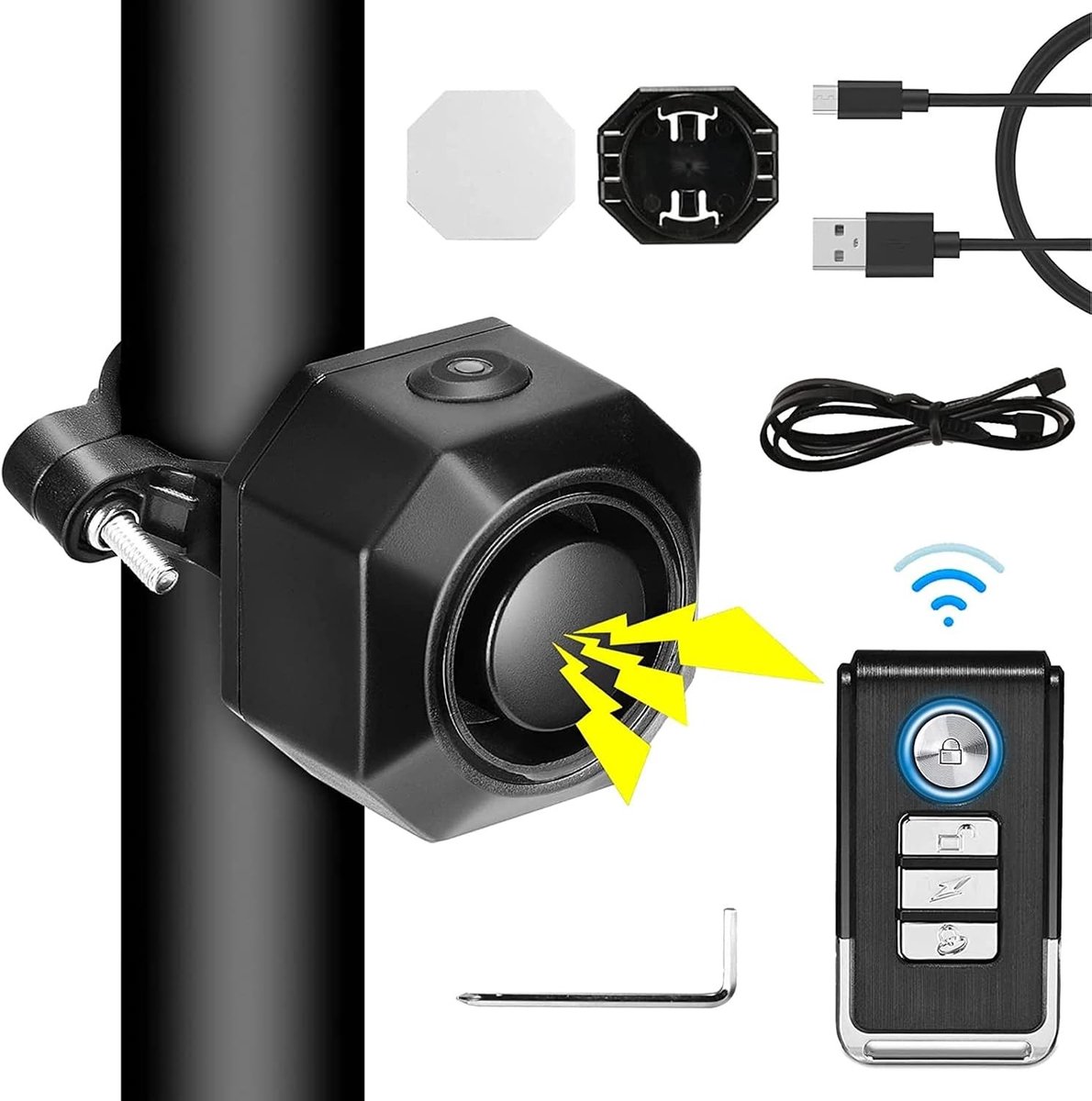 Fatbike alarm - Zwart - Oplaadbaar Fietsalarm met Afstandsbediening - Voor Fietsen en Scooters