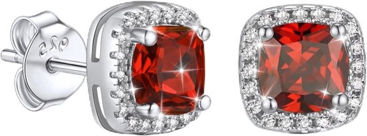 Oorstekers 925 sterling zilver met robijnsteen - Dames verjaardagscadeau Moeder Vriendin - Kerst Valentijn Moederdag