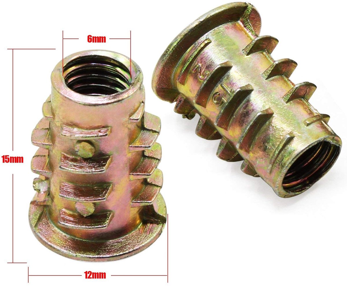 Screw Nuts met Hex Drive voor Houten Meubels - M6x15mm - 50 Stuks - Ideaal voor DIY Projecten en Meubelmontage van Zinklegering