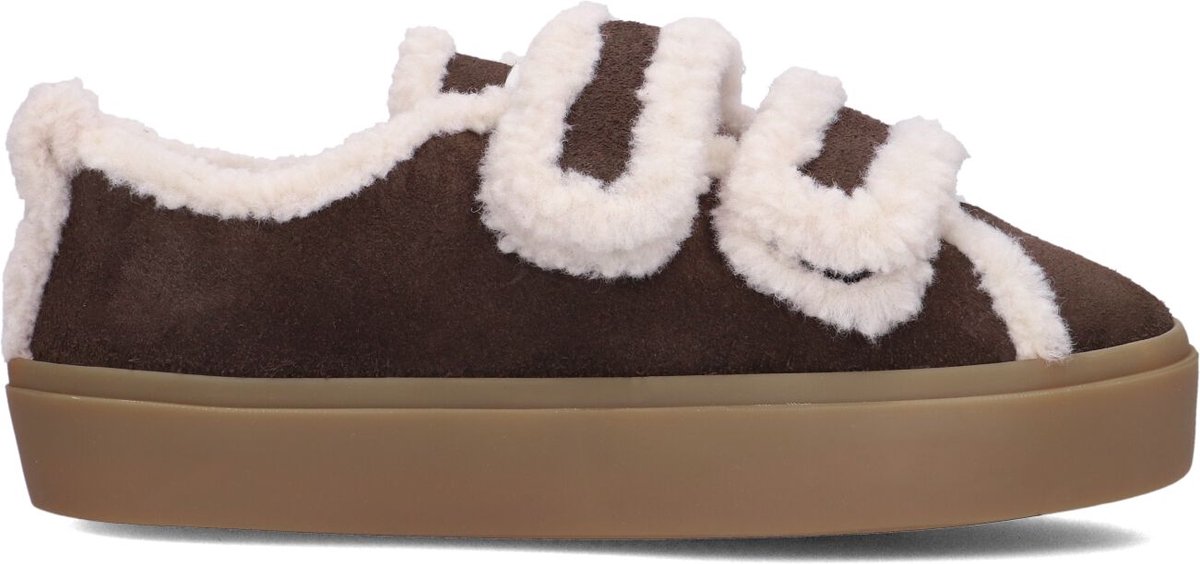 Inuikii Shearling Low Velcro Instappers - Dames - Bruin - Maat 38