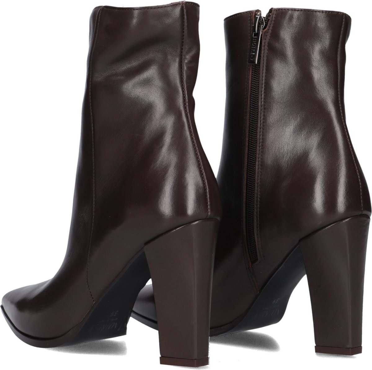Notre-V 67139 Enkellaarsjes - Enkelboots met rits - Dames - Bruin - Maat 42