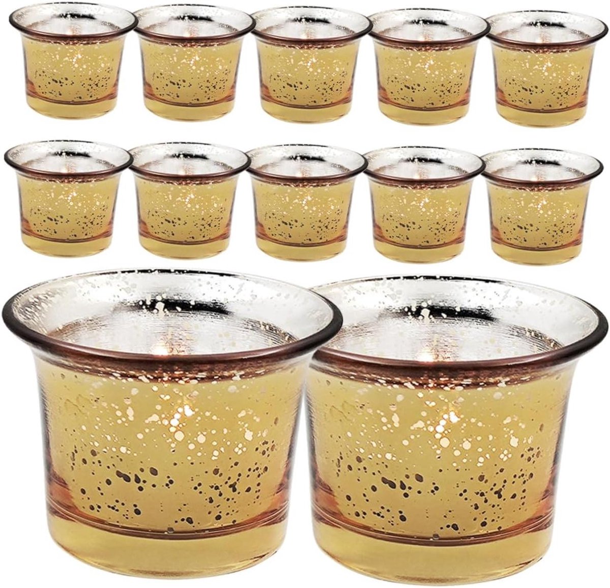 Gevlekte Glazen Kandelaars - Theelichthouders Votiefkandelaars - Sfeer Creëren - Hoogwaardig Dik Glas - 63 cm - Goud