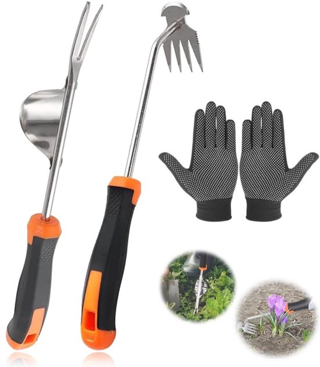 Onkruidstekers 2 Stuks - Handmatig Tuingereedschap - Multifunctionele Wiedtrekker - Lange Handgreep - Hoogwaardig Mangaanstaal - Slijtagebestendig - Onkruidverwijderaar