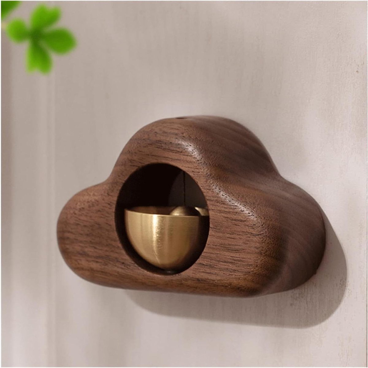 Deurbel Hanger - Bel Decoratie - Winkel Deur - Wolken Vorm - 350 Grams - Zwart Walnoot