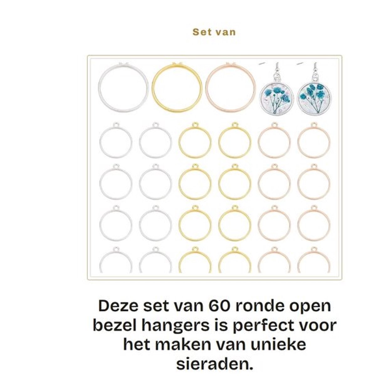 Set van 60 Ronde Open Bezel Hangers voor Hars Sieraden