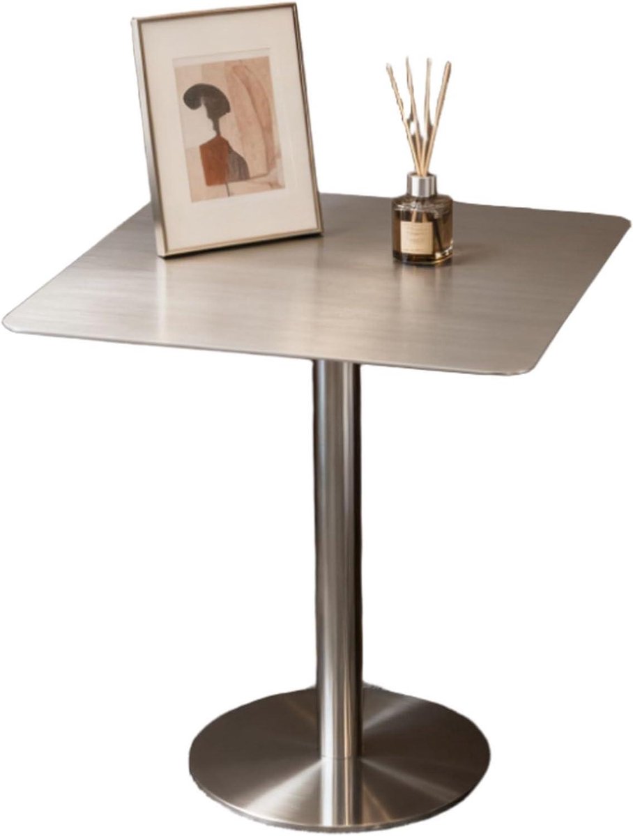 Vierkante Bartafel - Cocktailtafel Bistrotafel - Thuis en Horeca - Roestvrijstalen Voet - 50cm Diameter - One Color