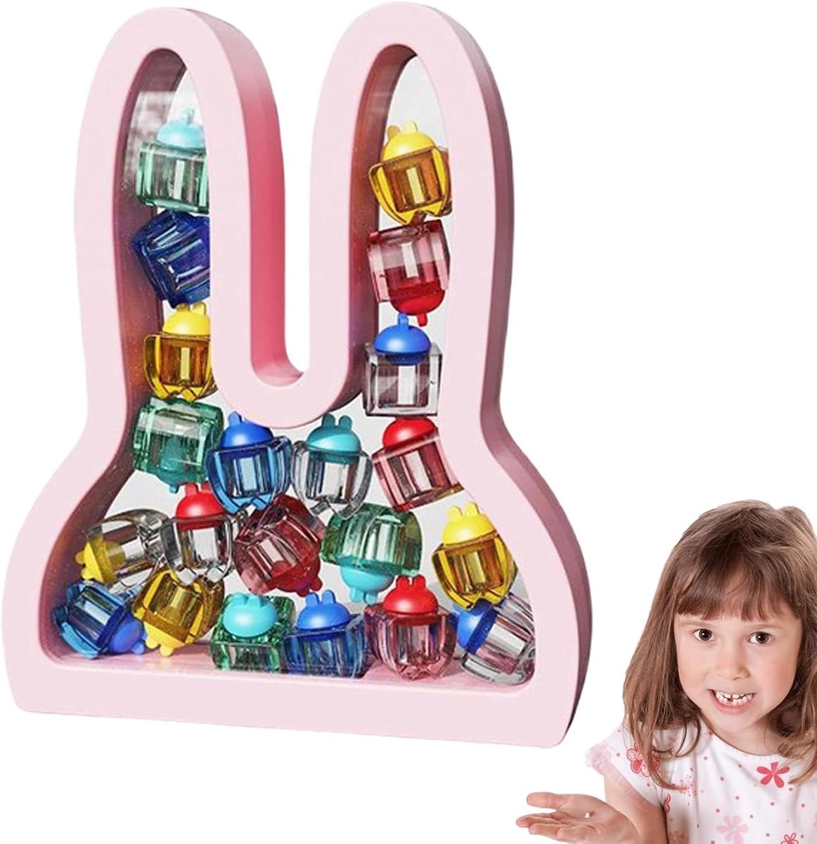 Tandenbewaardoos - Melktanden doosje - Groeirecord bijhouden - 20 Gelabelde Vakjes - 20.8 x 17.4 x 4.7 cm - Roze