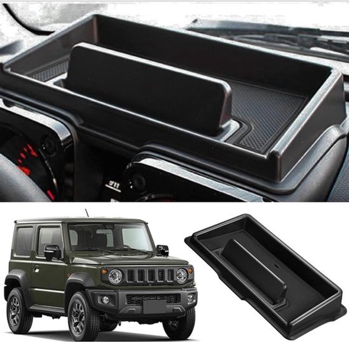 Dashboard opbergbox voor Suzuki Jimny JB64 JB74 - Auto-opbergruimte en telefoonhouder, accessoires 2019-2020 met zelfklevende tape