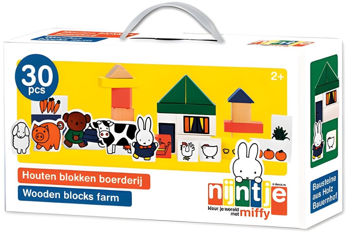 Nijntje - Houten blokken Boerderij - educatief speelgoed - incl 28 houten figuren en blokken