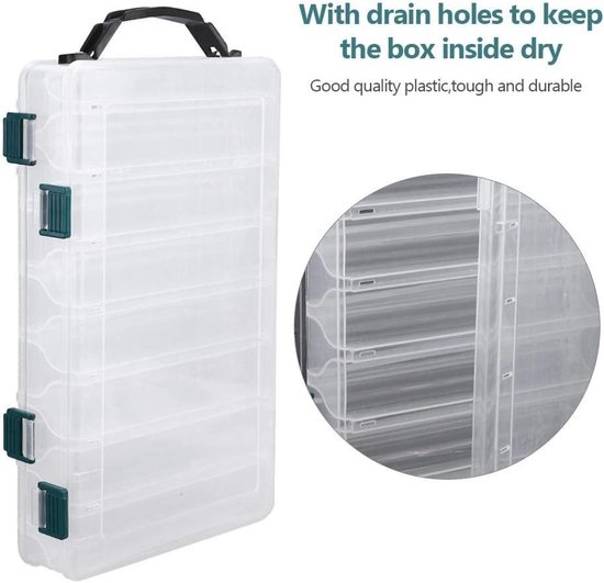 Plastic Dubbele Hengelsport Lures Box - Grote Capaciteit Vissen Aas Houder en Accessoire voor Vissers — afbeelding 3