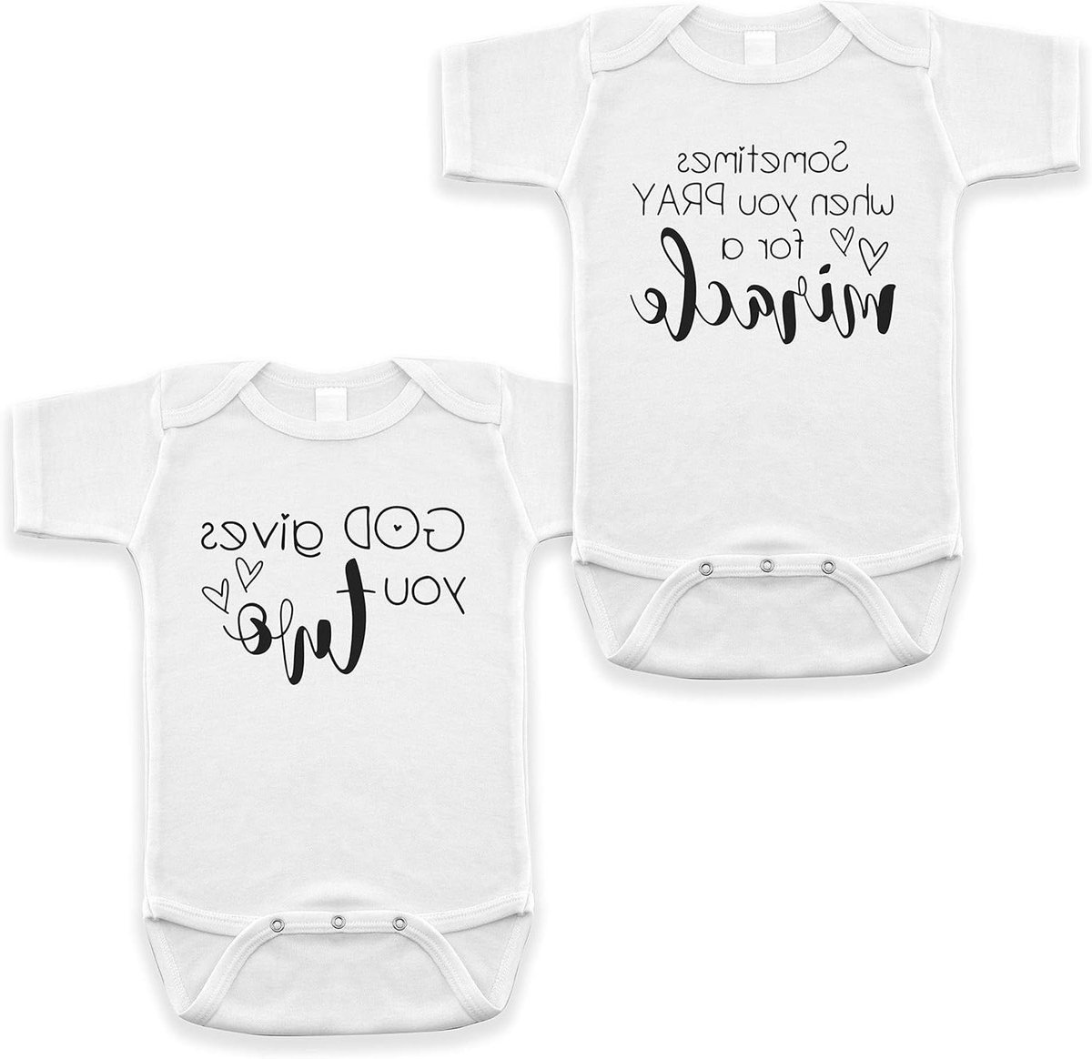 Baby Romper Set - Tweeling Rompers - Zwangerschap Aankondiging - Fotografie Props - 0-3 Maanden - Wit