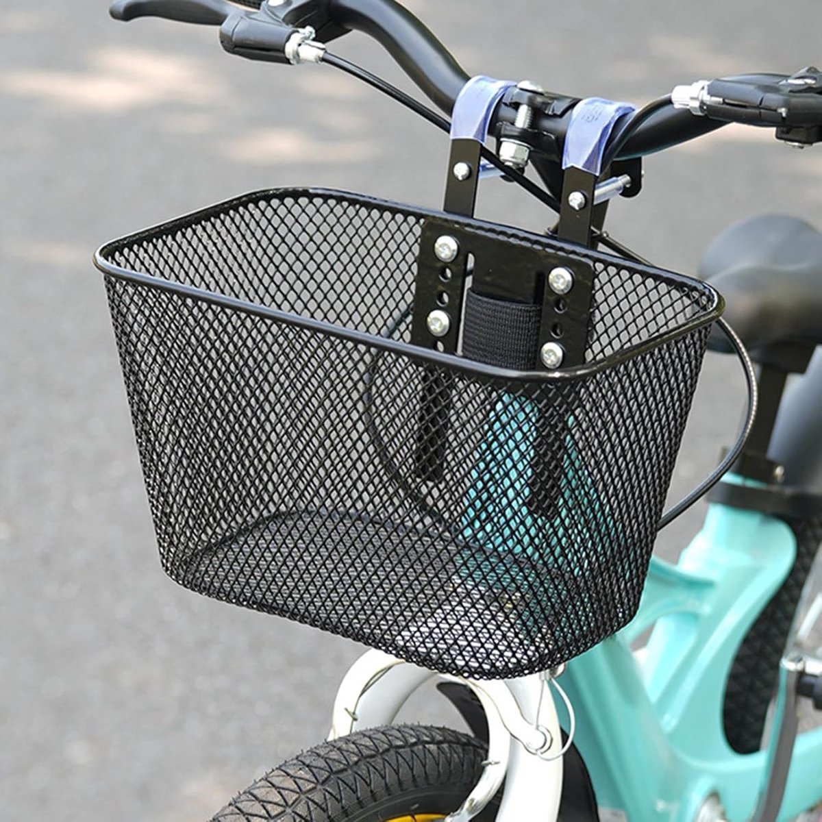 Kinderfietsmand Metaal - Fietsmand Voor Voorfietsmand - Spullen Meenemen - Stabiel Stevig Ontwerp - 26x17x15.5 cm - Zwart