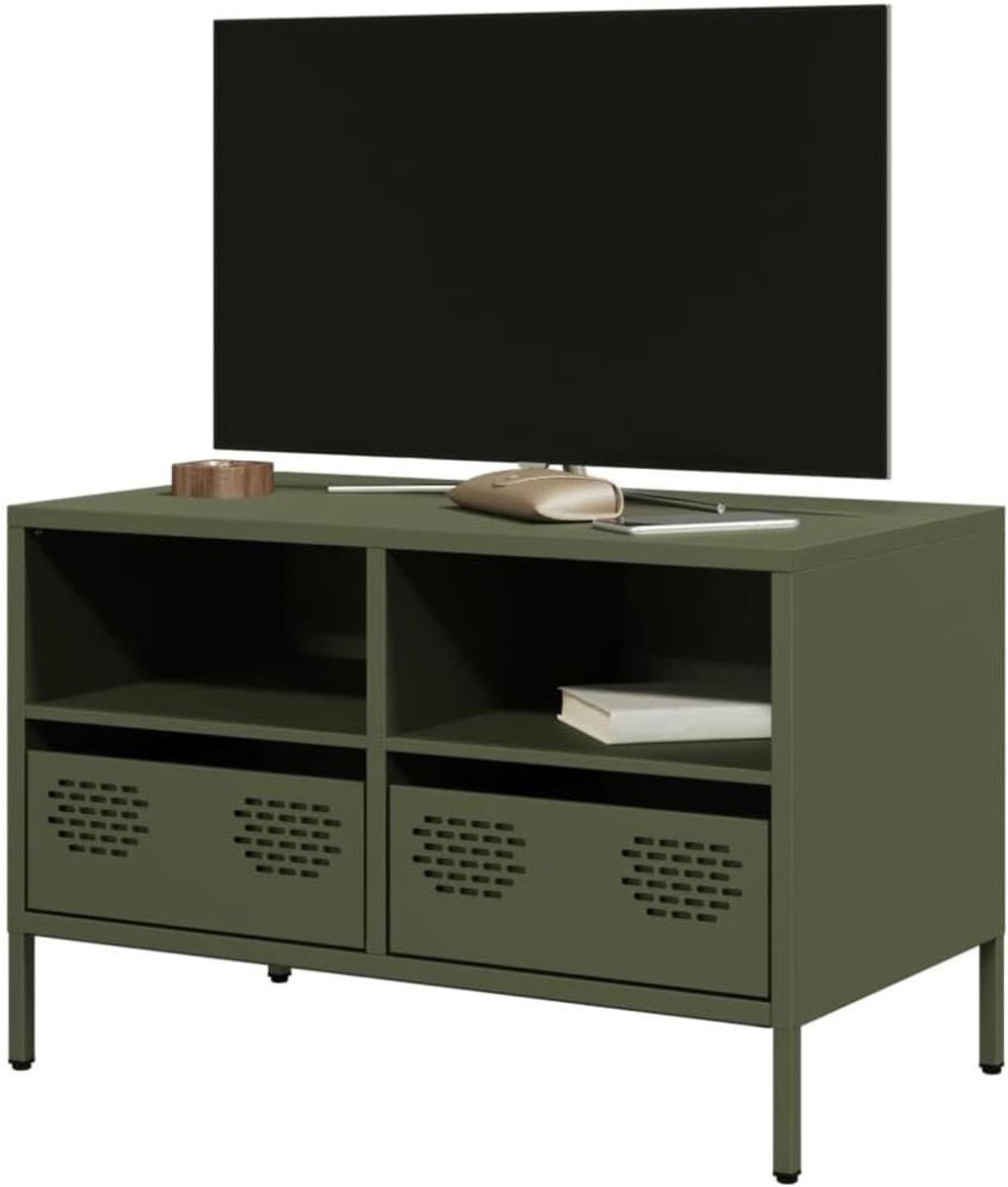 Tv-kast Metaal - Tv-meubel Opbergkast - Media Opbergen - Industriële Stijl - 68 x 39 x 435 cm - Olijfgroen