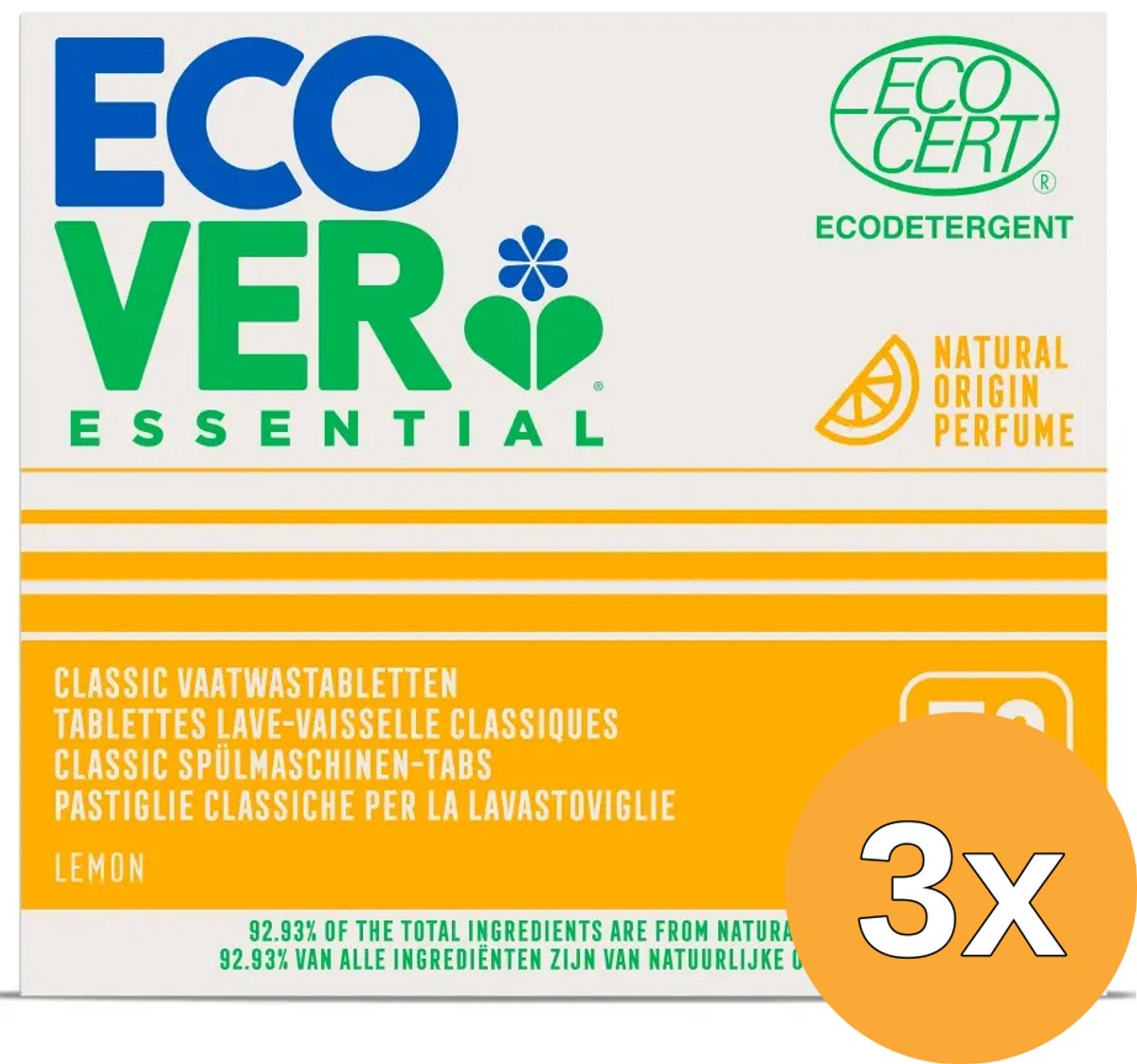 3x Ecover Essential Vaatwastabletten (70 stuks)