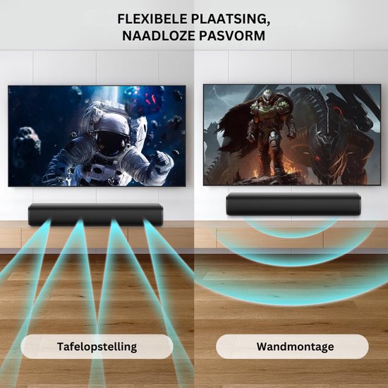 ZRNS® Soundbar met Subwoofer - Luidspreker TV/PC - Home Cinema Geluid - Wandmonteerbaar - 56 W van zrns — afbeelding 4