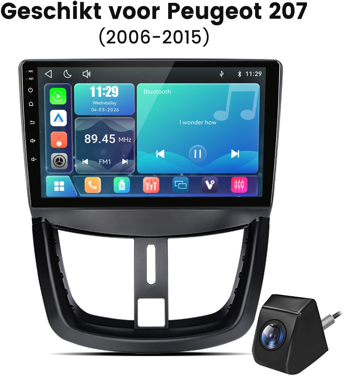 Cestovet Autoradio - Geschikt voor Peugeot 207 (2006-2015) - Draadloos CarPlay, Android Auto - FM,RDS,USB,DSP