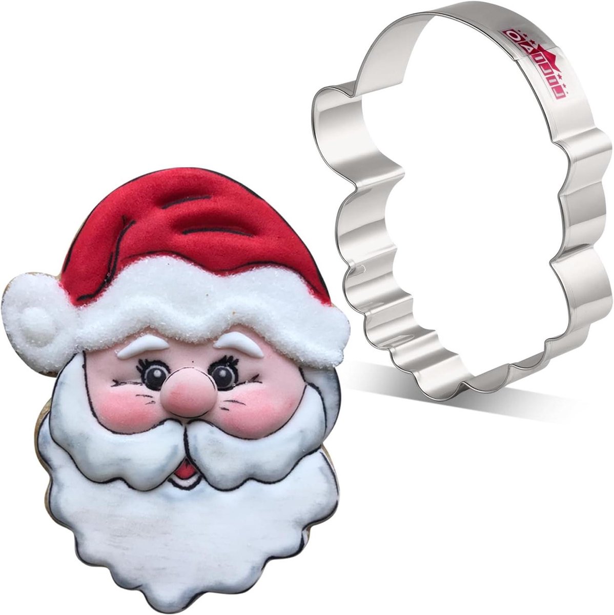 Kerstman Gezicht Koekjesvorm - Kerst Koekjes Snijder - Koekjes Bakken - Roestvrij Staal - 86 x 109 cm - Zilver