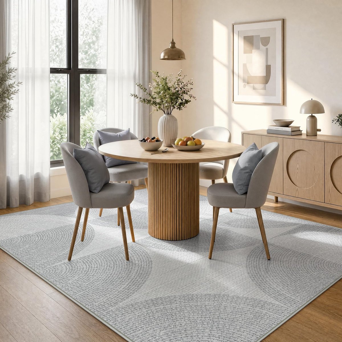 LITTLE TREE Geometrisch Tapijt - 160 x 230 cm - Machinewasbaar - Anti‑slip - Modern Minimalistisch - Grijs - voor Woonkamer Slaapkamer Eetkamer Kantoor
