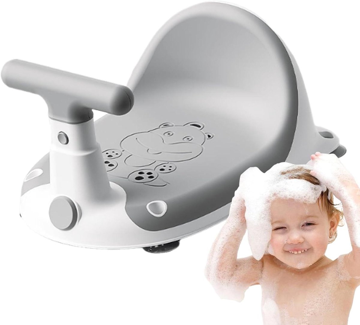 Baby Badzitje - Kinder Douchekruk - Veilig Baden - Motor Vorm Design - 37.5 x 28 x 17.5 cm - Grijs