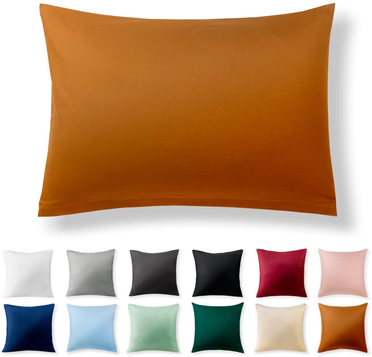 Kussenbezug 40 x 60 cm - 100% Katoen met Verborgene Rits, Zimtbruin