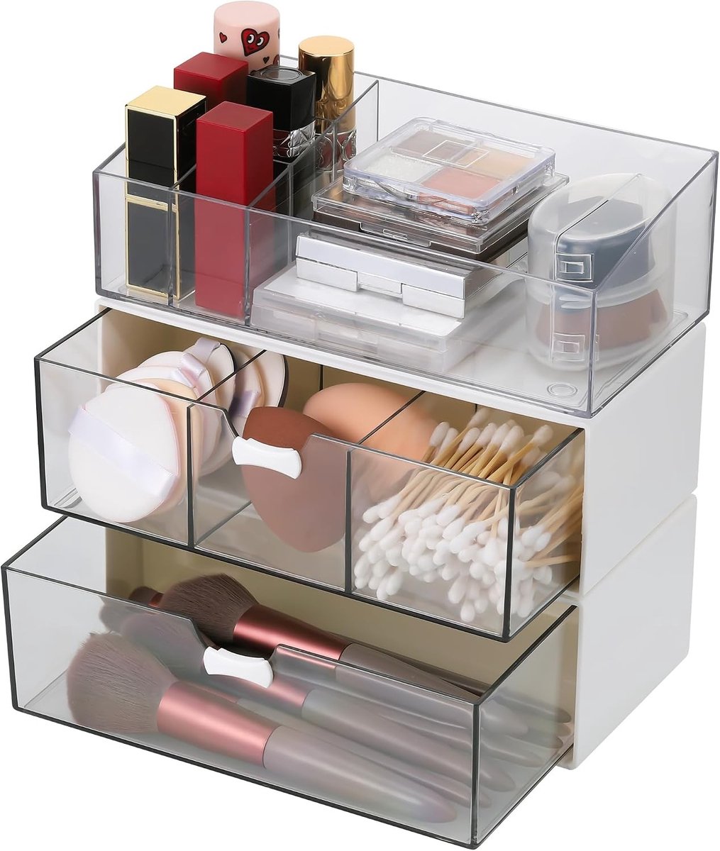 Drie Delige Make-up Opbergdoos, Acryl Make-up Organizer met Lades, Duurzame Oplossing voor Make-up, Parfum en Nagellak