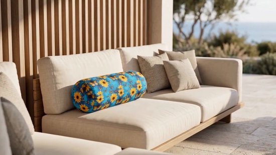 My Daily Pillow Rolkussen - Sierkussen Rond Cilinder 17 x 30 cm - positive flower-design - Stevig en zacht - Mooie print - Gevuld met microgranulaat - Vormvast & Wasbaar - Ideaal voor op de bank, bed, auto of op reis - Inclusief Wasnet