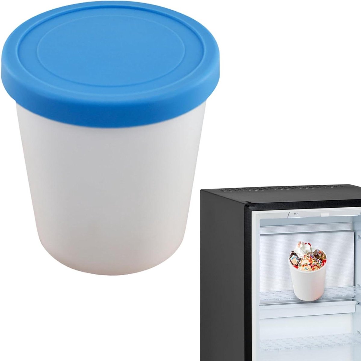 IJsbak Containers - Diepvries Bakjes - Zelfgemaakt IJs Maken - Stapelbaar Ontwerp - 1000ml - Blauw