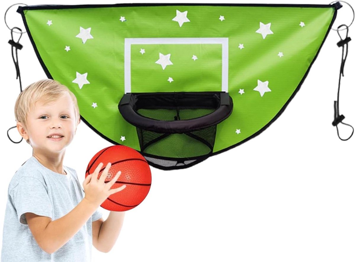 Trampoline Basketbal Hoepel - Sportbord Dunk - Buiten Spelen - Eenvoudige Installatie - 90 x 49 cm - Groen
