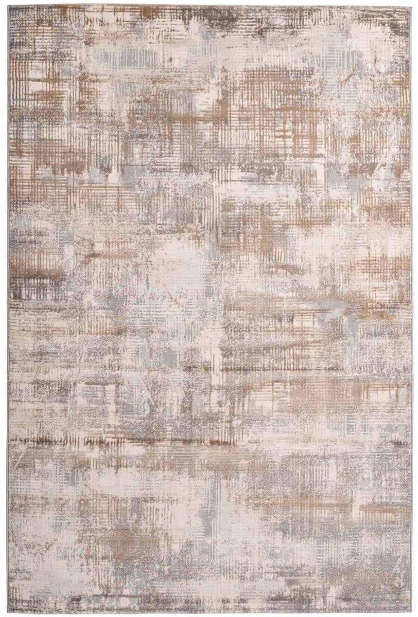 Padiro laagpolig vloerkleed 160 x 230 cm - taupe - modern abstract design - van polypropyleen en shrink polyester